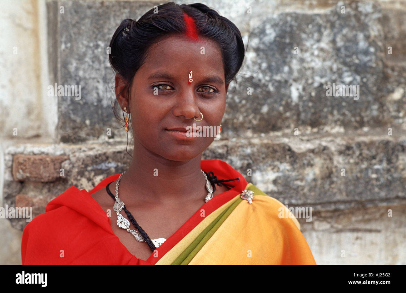 Indian girl near Bhopal in Madhya Pradesh, India Stock 