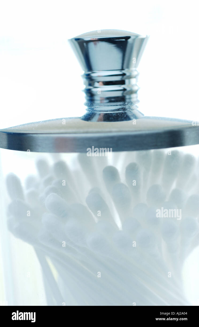 Apothecary jar of Cotton Swabs Stock Photo Alamy