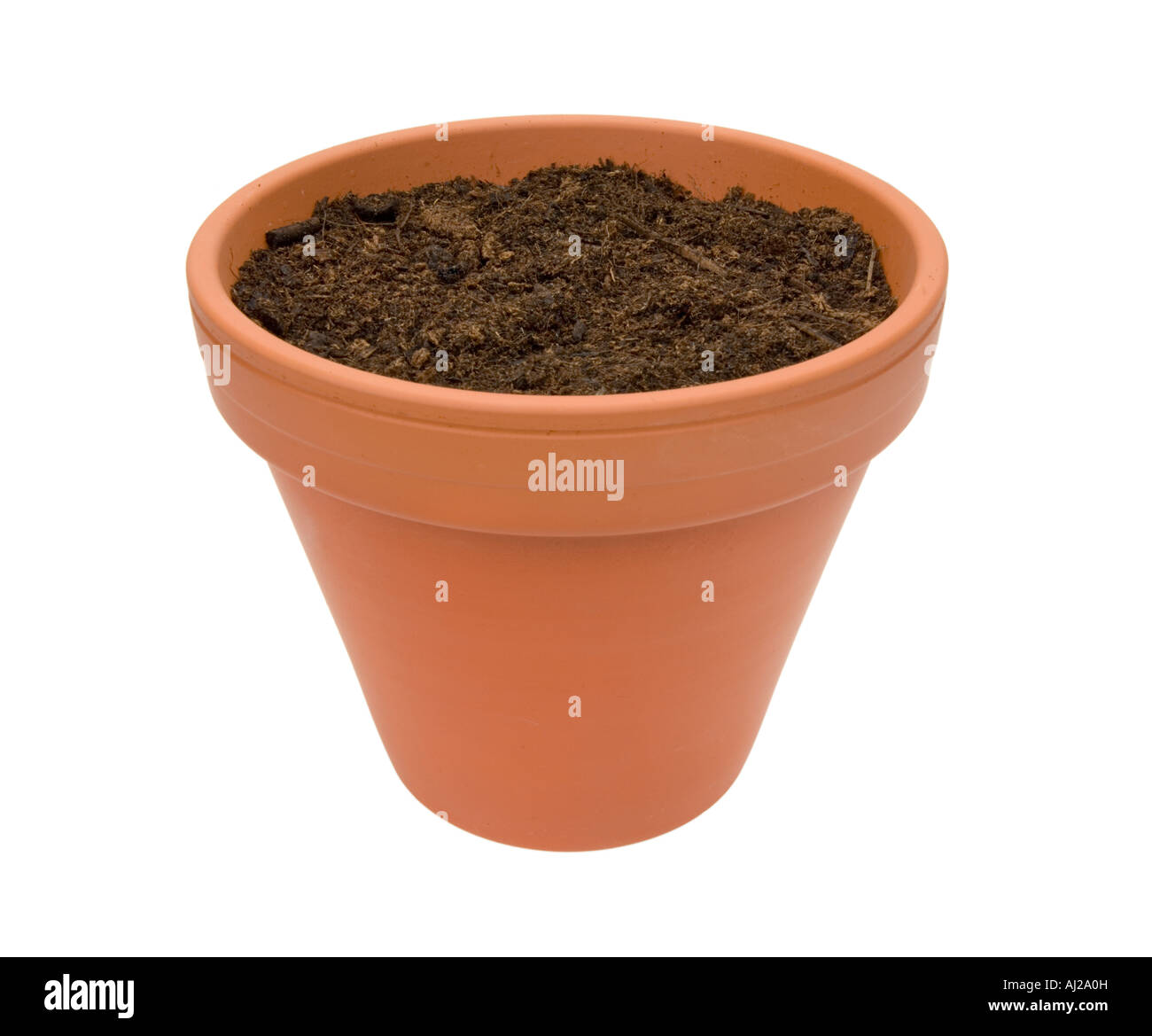 jar clay crock flowerpot flower pot with potting soil potting compost Stock Photo