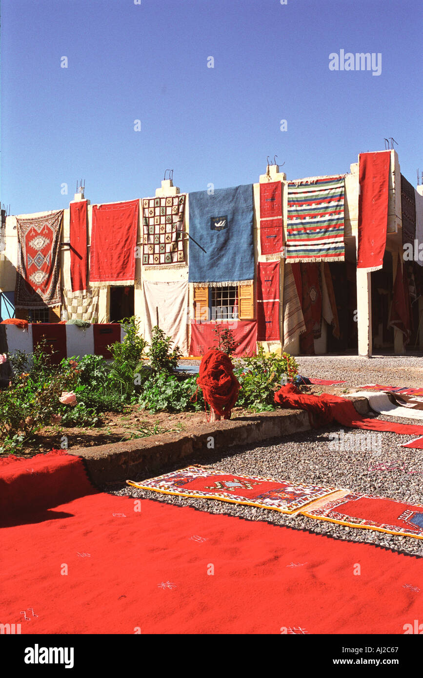 Morocco North Africa Traditional handmade carpet for sale on road from Marrakech Marrakesh to Essaouira 2007, 2000s HOMER SYKES Stock Photo
