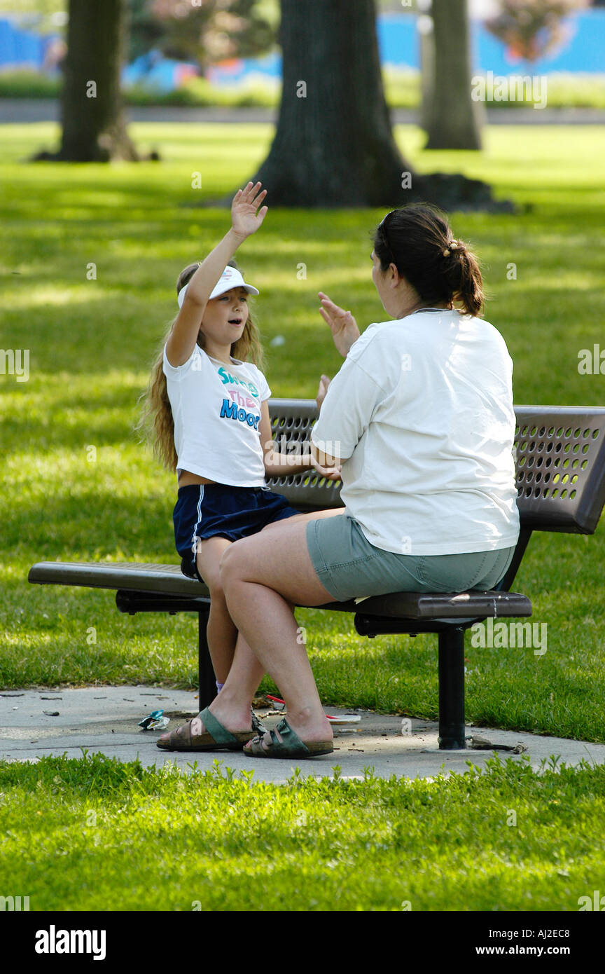 Mother and Daughter Play Patty Cake Stock Photo Alamy