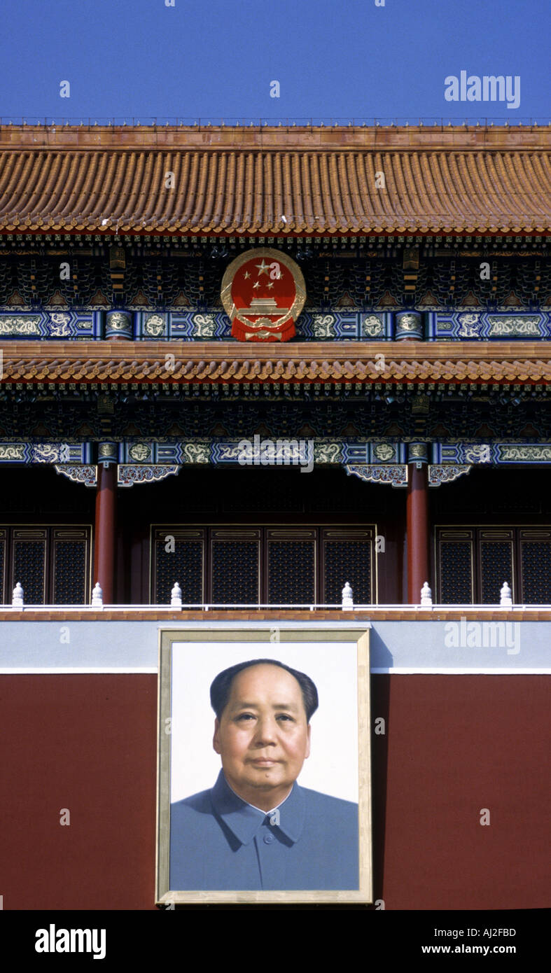 Mao Zedong Portrait In Tiananmen Square In Beijing The Capital Of China Stock Photo