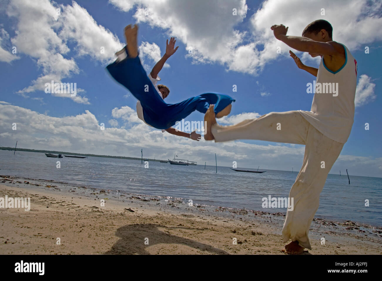 Capoeira, the Brazilian fightdancing martial art, demonstrated on a Tinhare archipelago beach