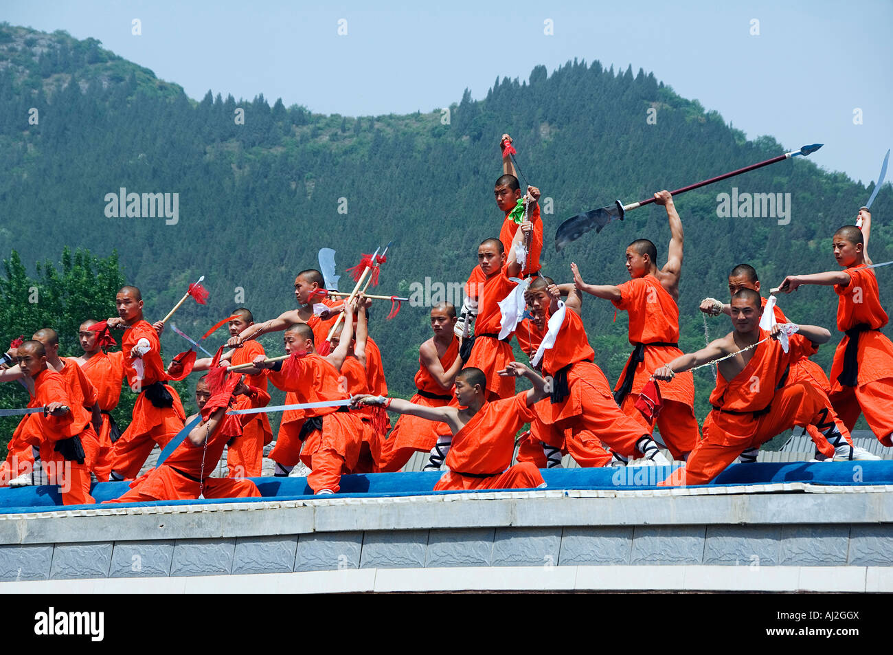 Kung Fu students displaying their skills at a tourist show within ...