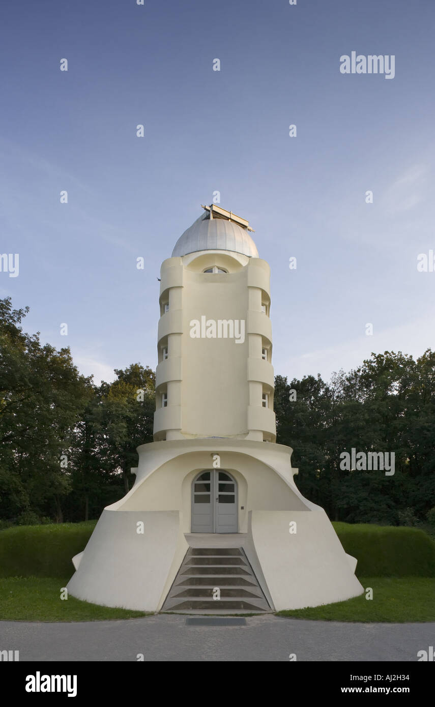 The Einstein Tower in Potsdam Germany designed by the modernist architect Eric Mendelsohn in 1919. The building is an observatory of relativity theory Stock Photo