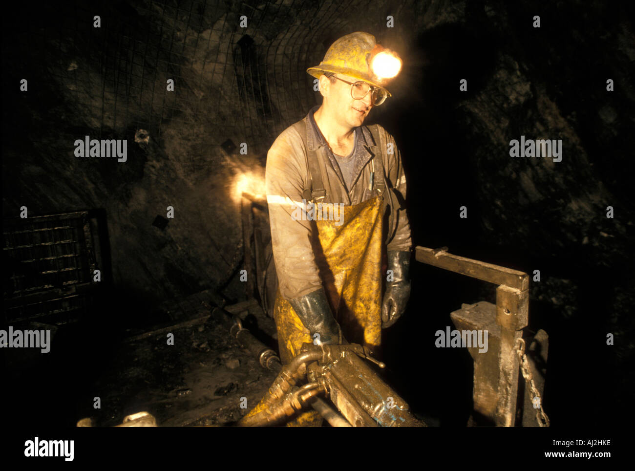 Canada Ontario MR Barry Biggin drills dynamite holes in mine shaft 3000