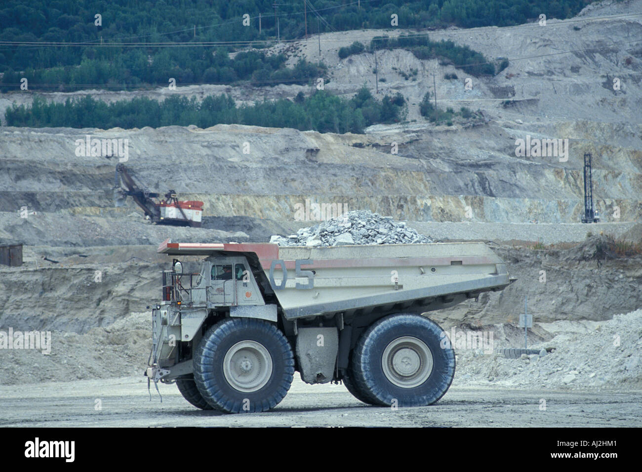 Canada British Columbia Huge dump truck at Highland Valley Copper Mine largest open pit copper mine in North America Stock Photo