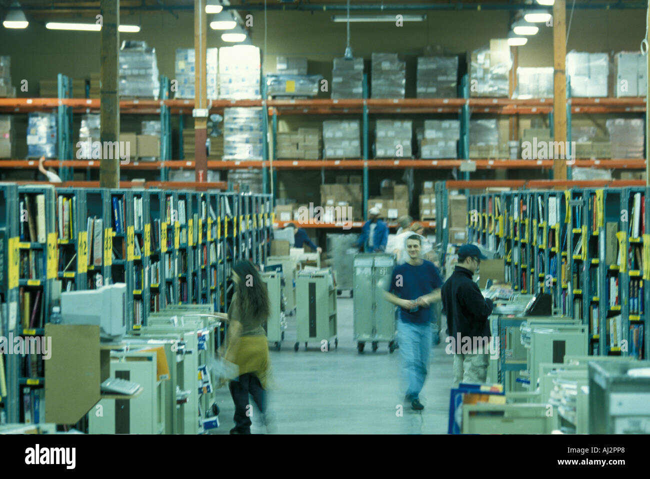 USA Washington Workers shelve books inside Amazon coms huge book