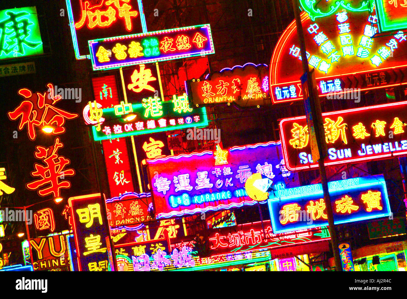 Hong Kong Kowloon by night Stock Photo - Alamy