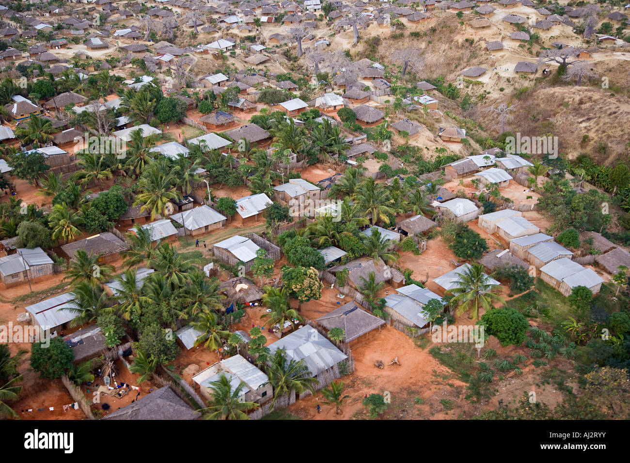 Aerial view of the suburbs of Pemba, northern Mozambique