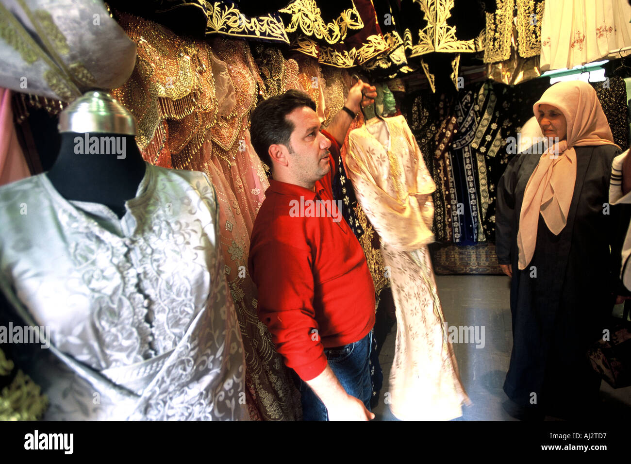 Algiers Casbah shop with wedding dresses Stock Photo - Alamy
