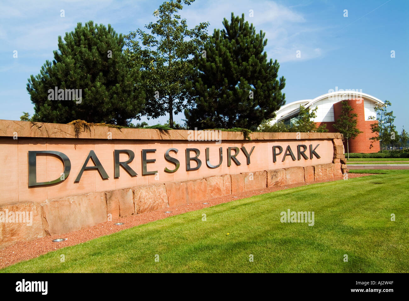 Entrance sign to modern business park complex at Daresbury Park runcorn warrington england Stock Photo
