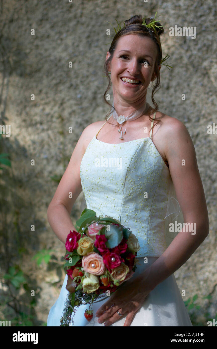 bride with bridal bouquet Stock Photo - Alamy