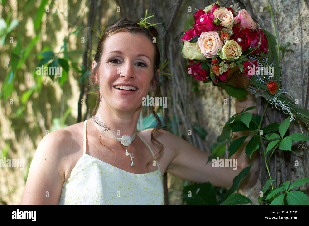 bride with bridal bouquet Stock Photo - Alamy