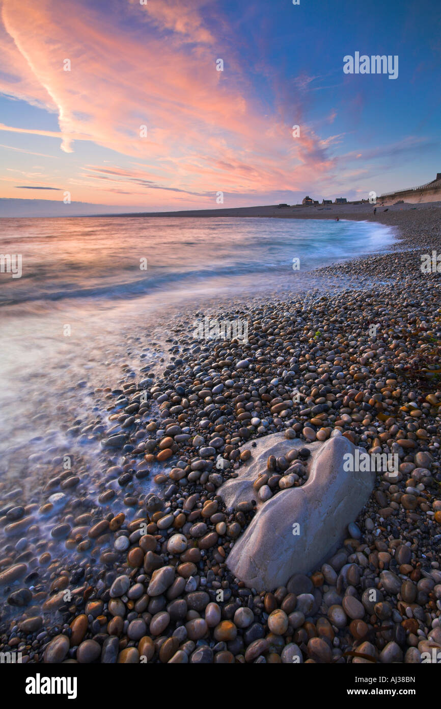Spectacular sunset, Fortuneswell on Chesil Beach, Dorset Stock Photo Alamy