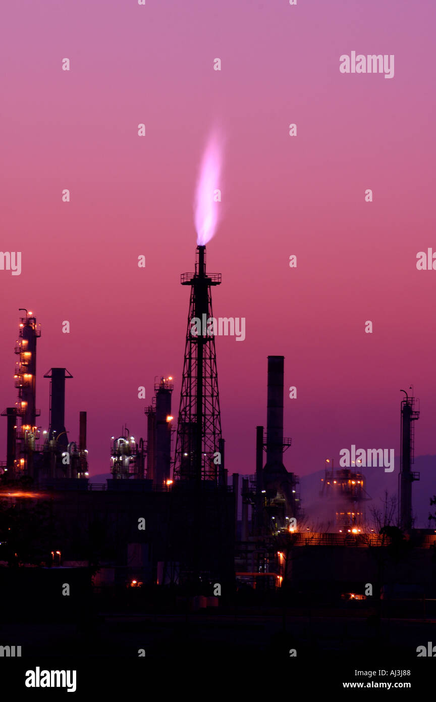 Oil Refinery Sunset Stock Photo - Alamy