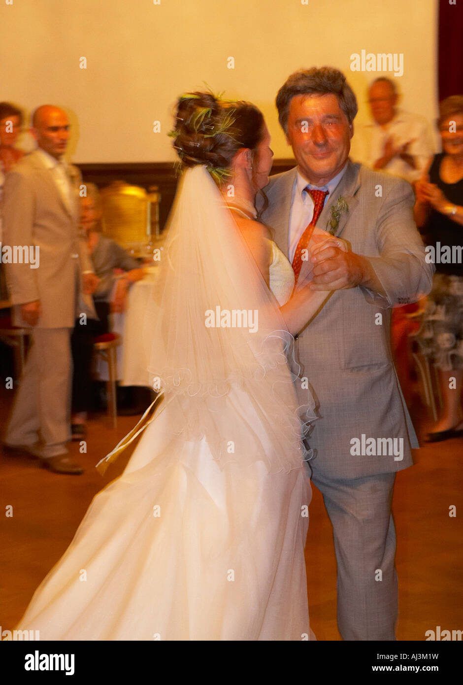 bride dancing with father Stock Photo