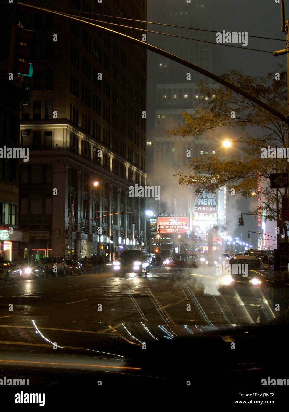 manhattan street at night Stock Photo