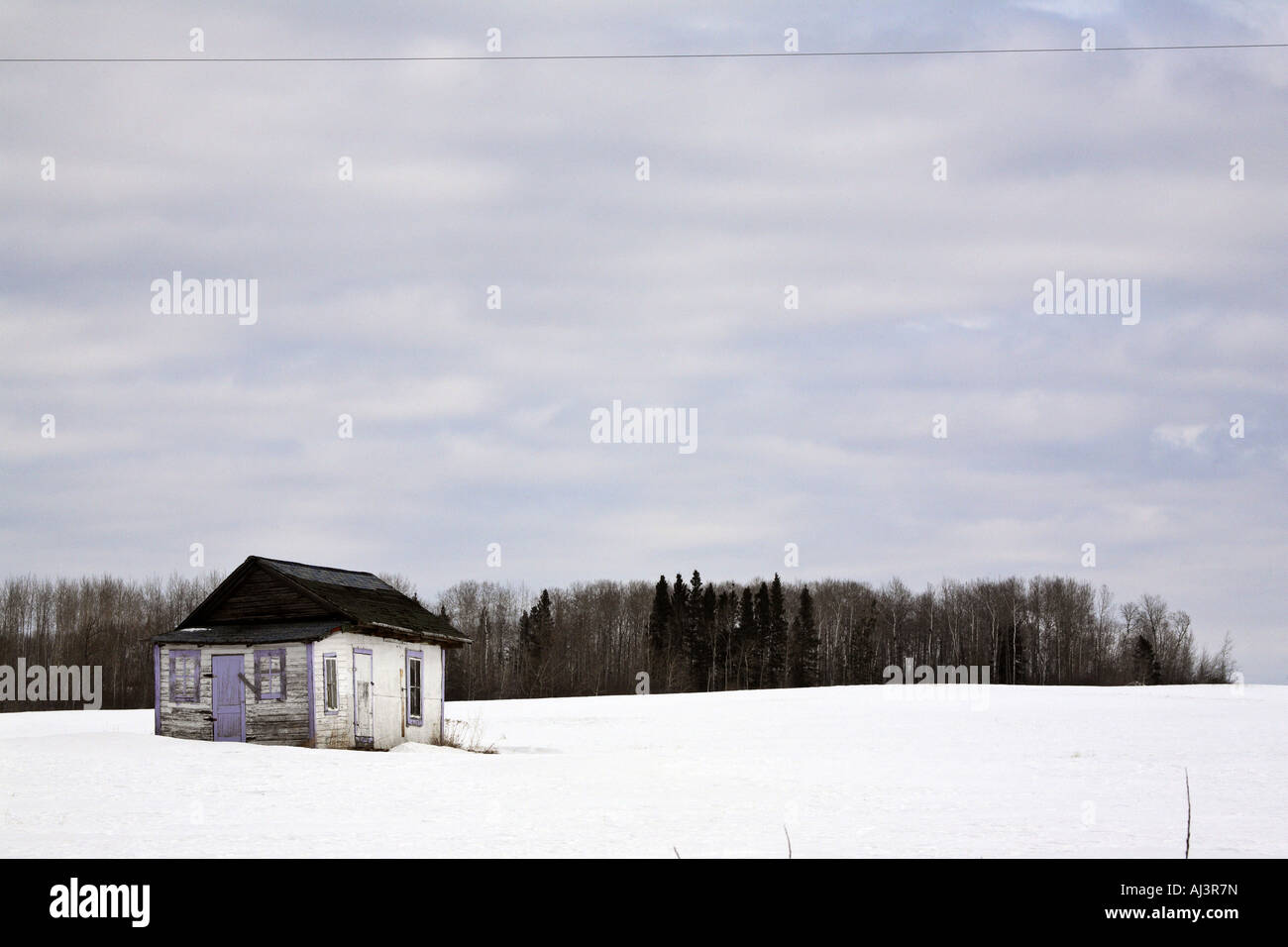 Abandoned farm house in winter Stock Photo