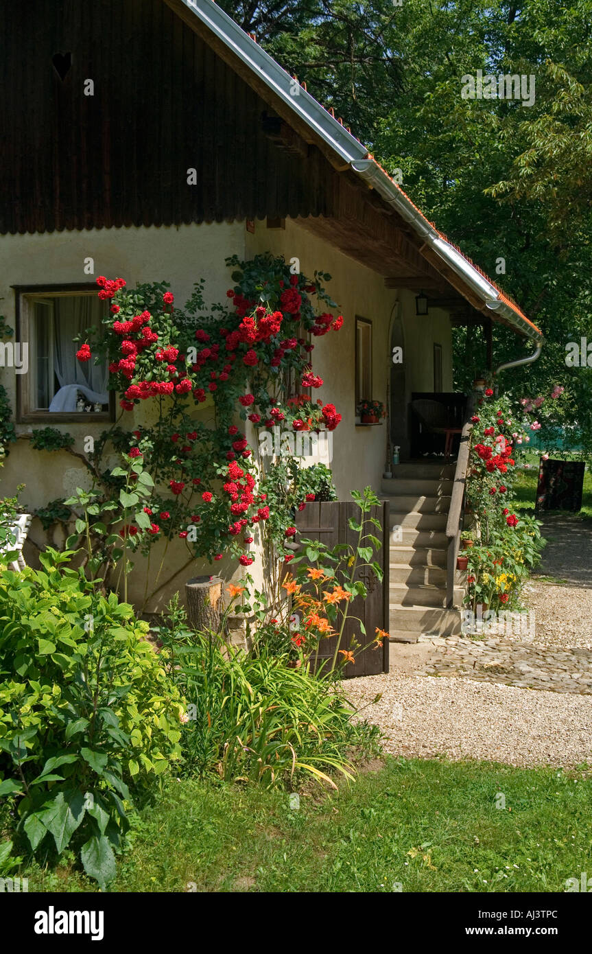 Detail of a neat cottage on the edge of a wood at Lake Bled Slovenia Stock Photo