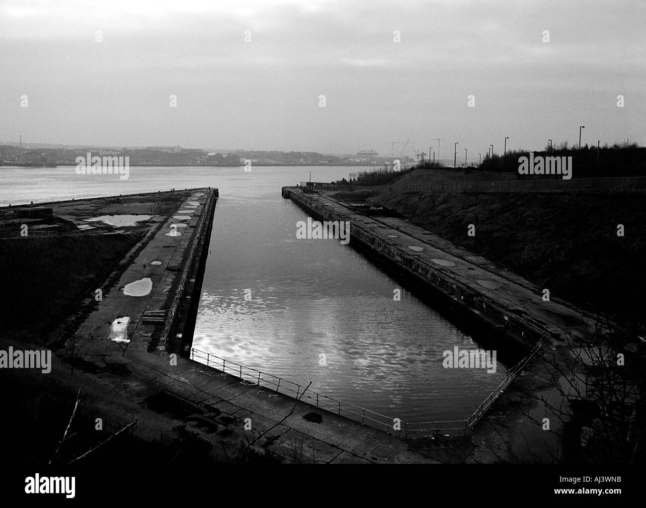 Industrial heritage of the River Tyne. A derelict shipyard in North Shields, Tyne and Wear, 2006. Stock Photo