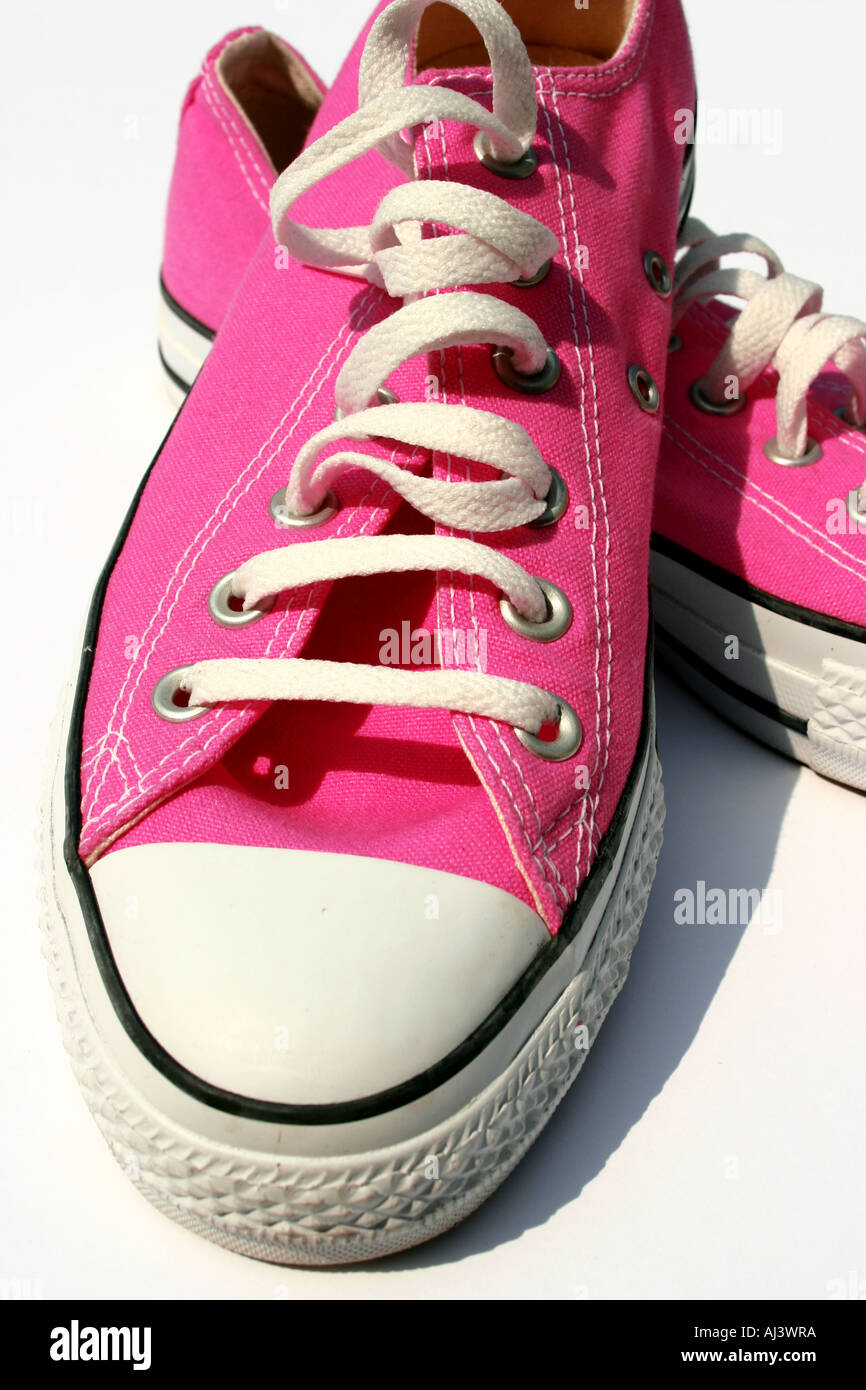 a pink shoe laced and ready to wear Stock Photo - Alamy