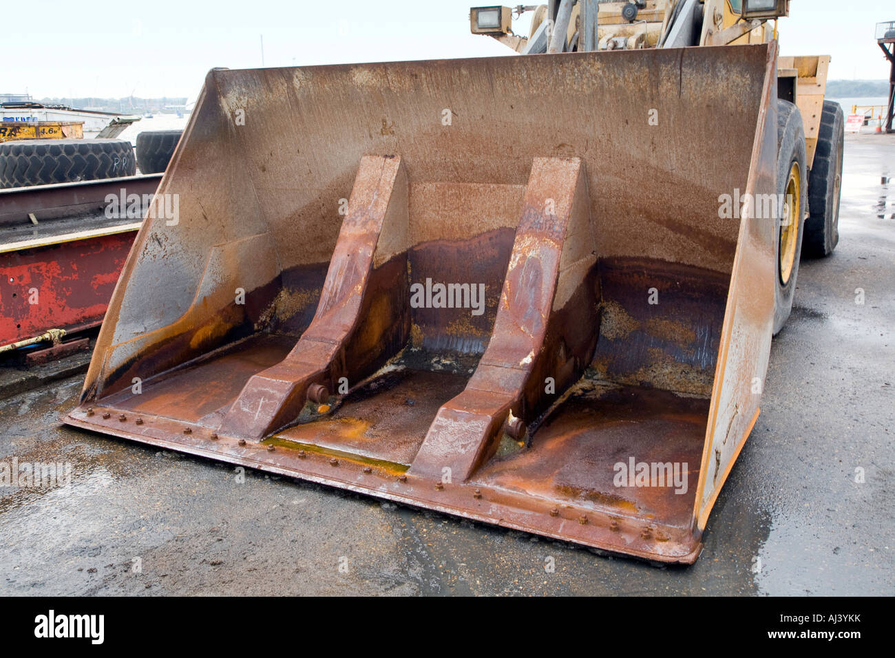 Bulldozer gravel scoop bucket Stock Photo