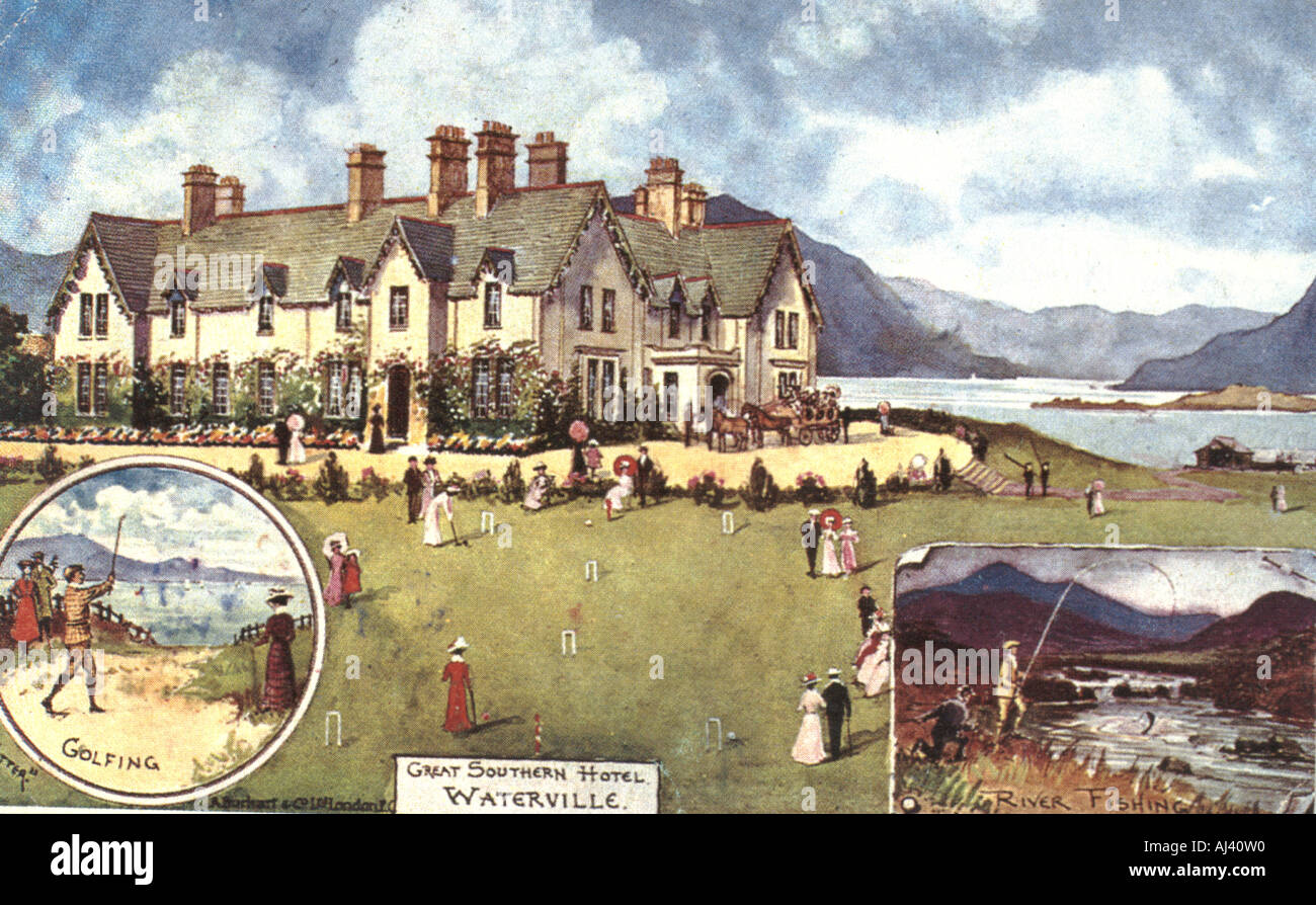 Picture postcard for Great Southern, Hotel, Waterville, Co. Kerry, circa 1908  by artist 'Jotter' Stock Photo
