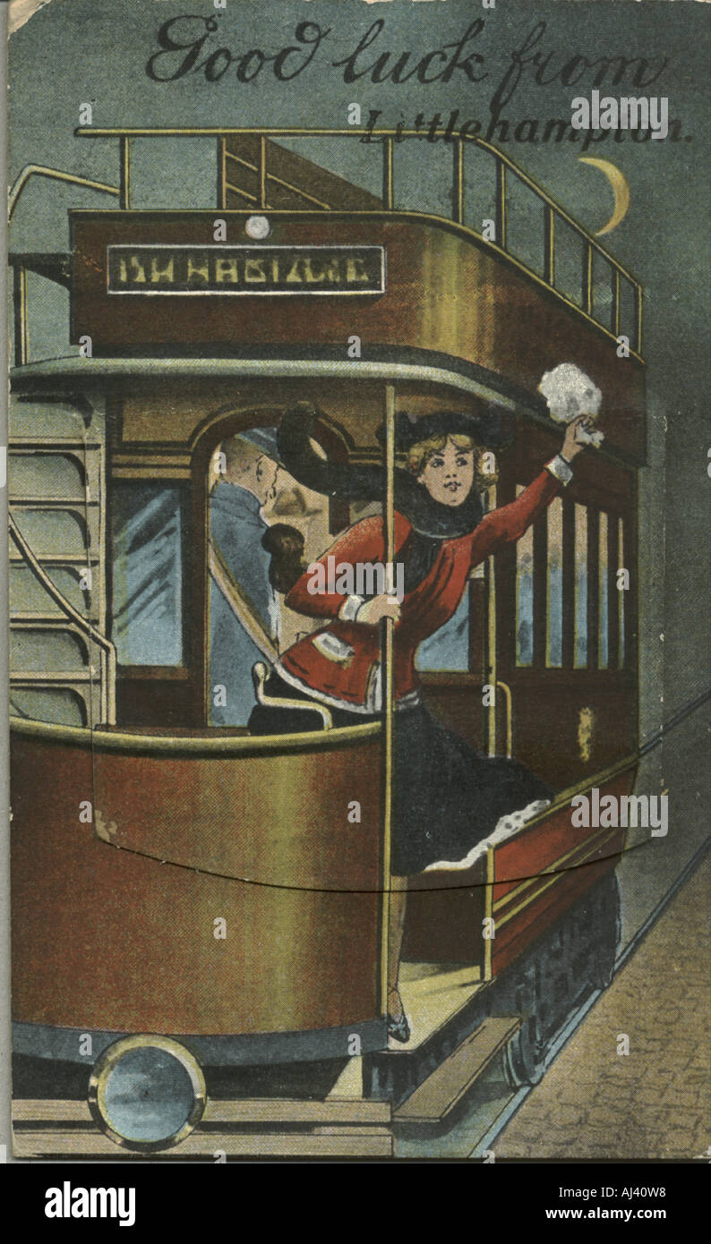Comic picture postcard containing Littlehampton views postally used 1924 Stock Photo