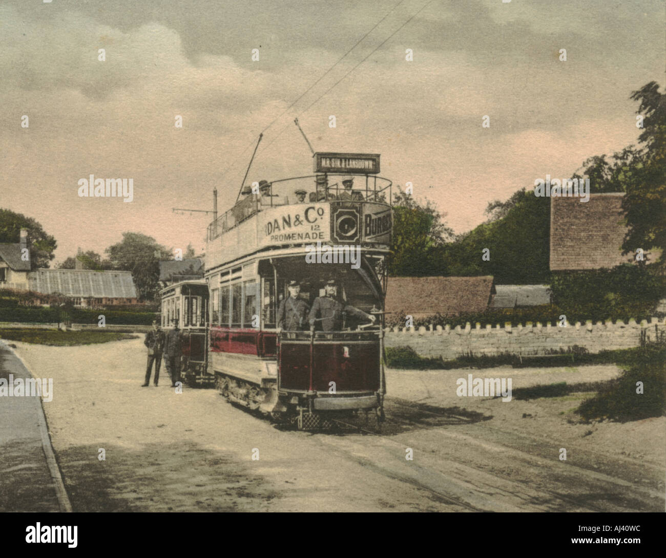 Picture postcard of trams at Cleeve circa 1905 Stock Photo
