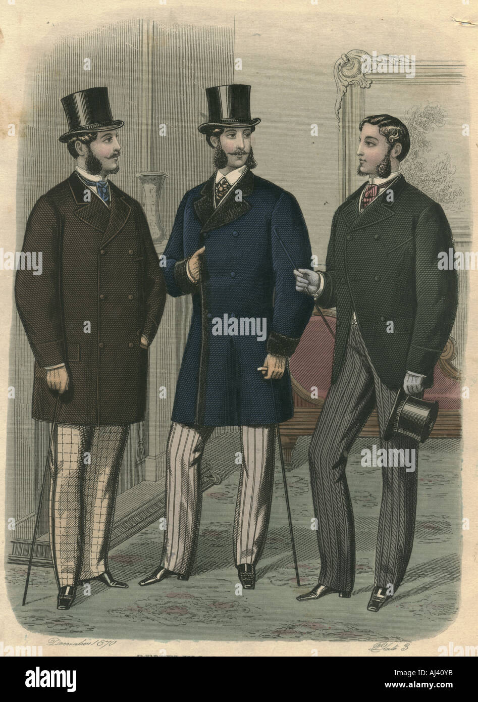 Chromolithographed fashion plate for men 1870 Stock Photo