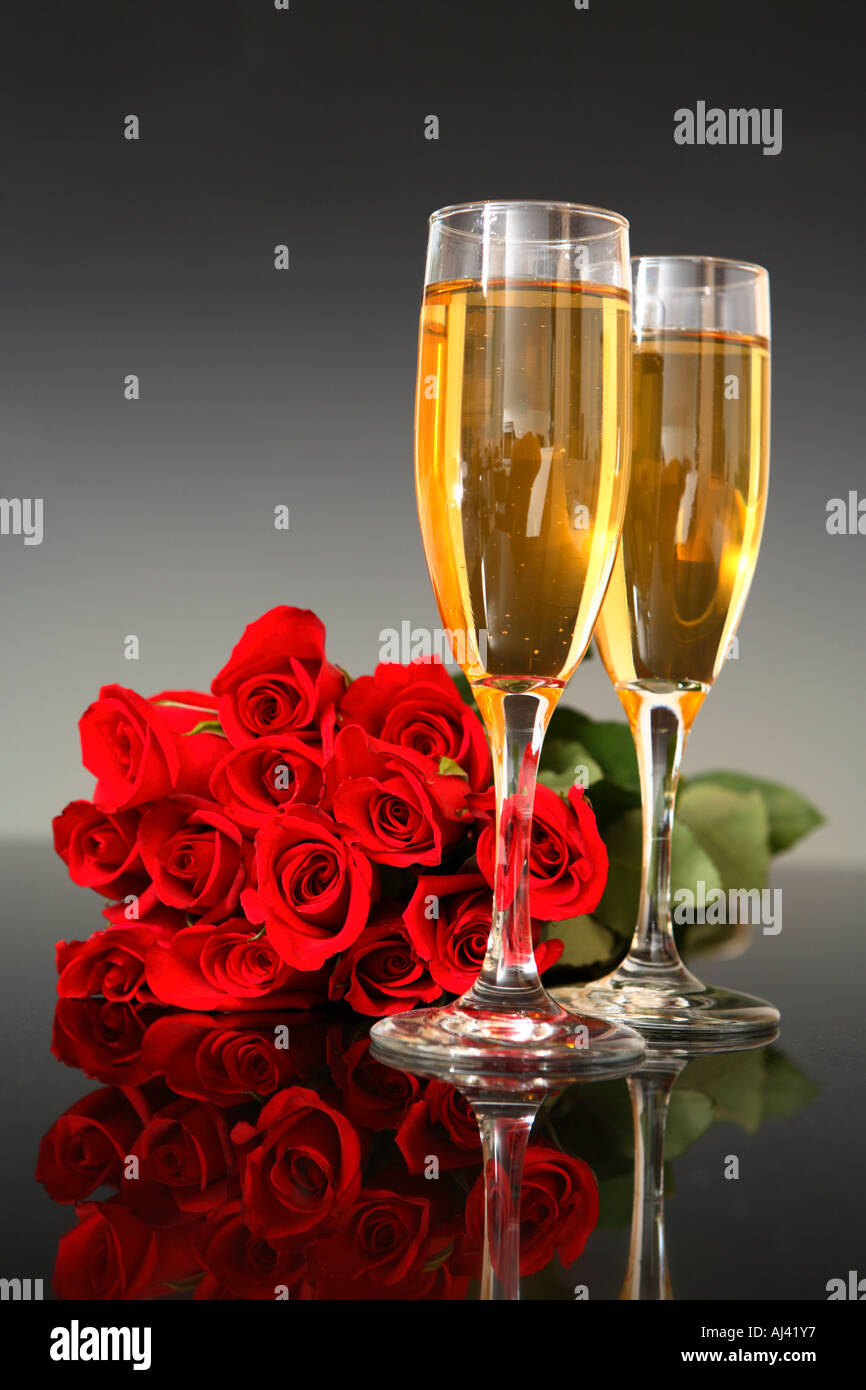 Champagne and Roses Stock Photo - Alamy