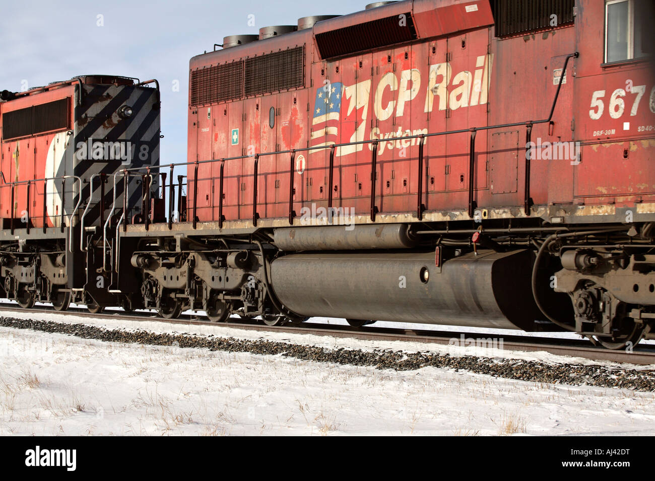 Train diesel engines in winter Stock Photo Alamy