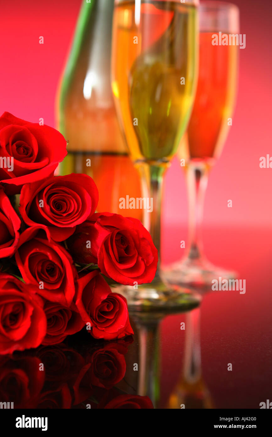 Champagne and Roses Stock Photo Alamy
