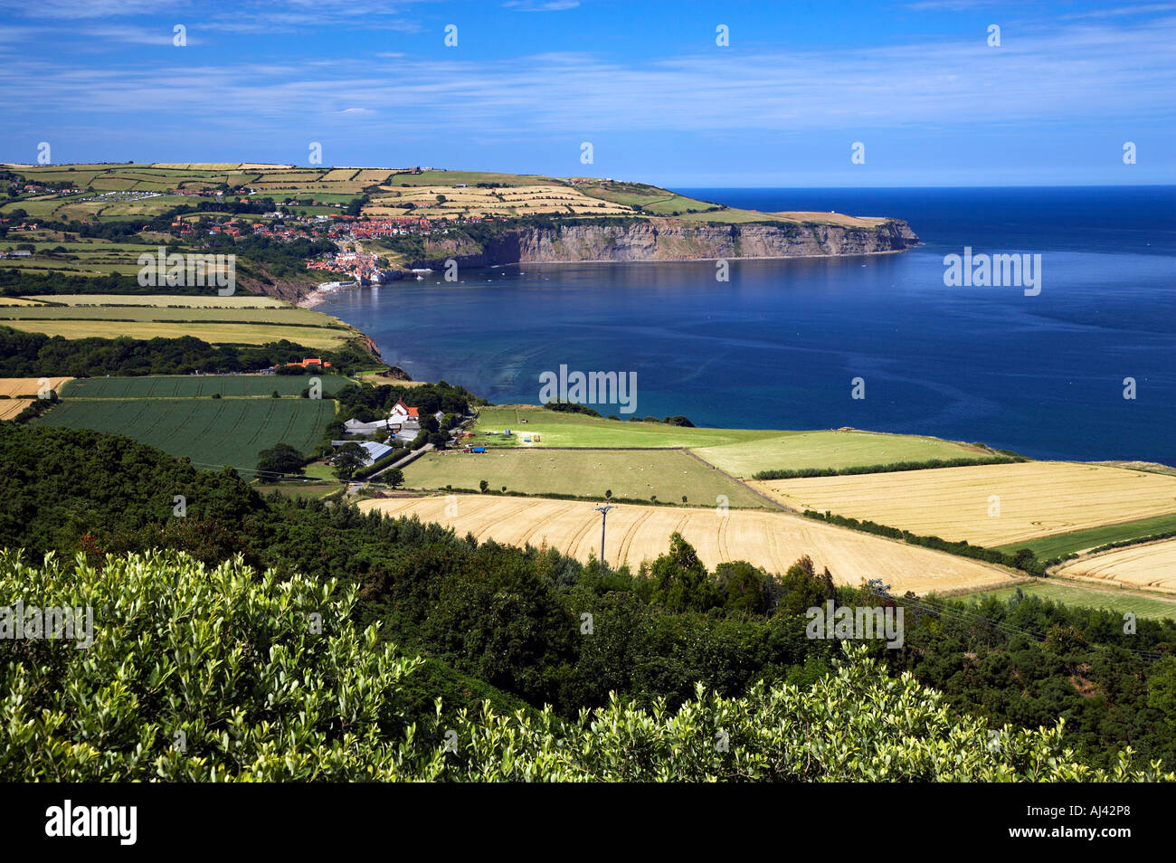 Robin Hoods Bay from Ravenscar North Yorkshire Coast England Stock Photo Alamy