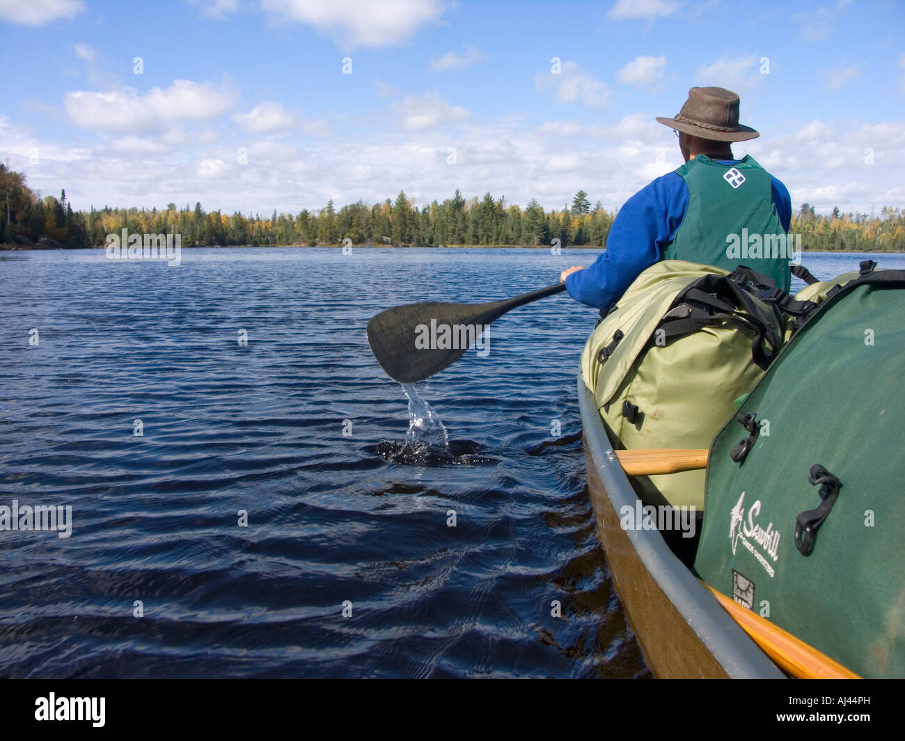 Canoeing on Vee Lake, Boundary Waters Canoe Area Wilderness, Superior