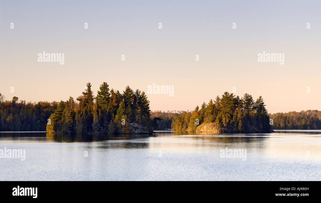 Dawn over Cherokee Lake, Boundary Waters Canoe Area Wilderness, Superior National Forest, Minnesota, USA Stock Photo