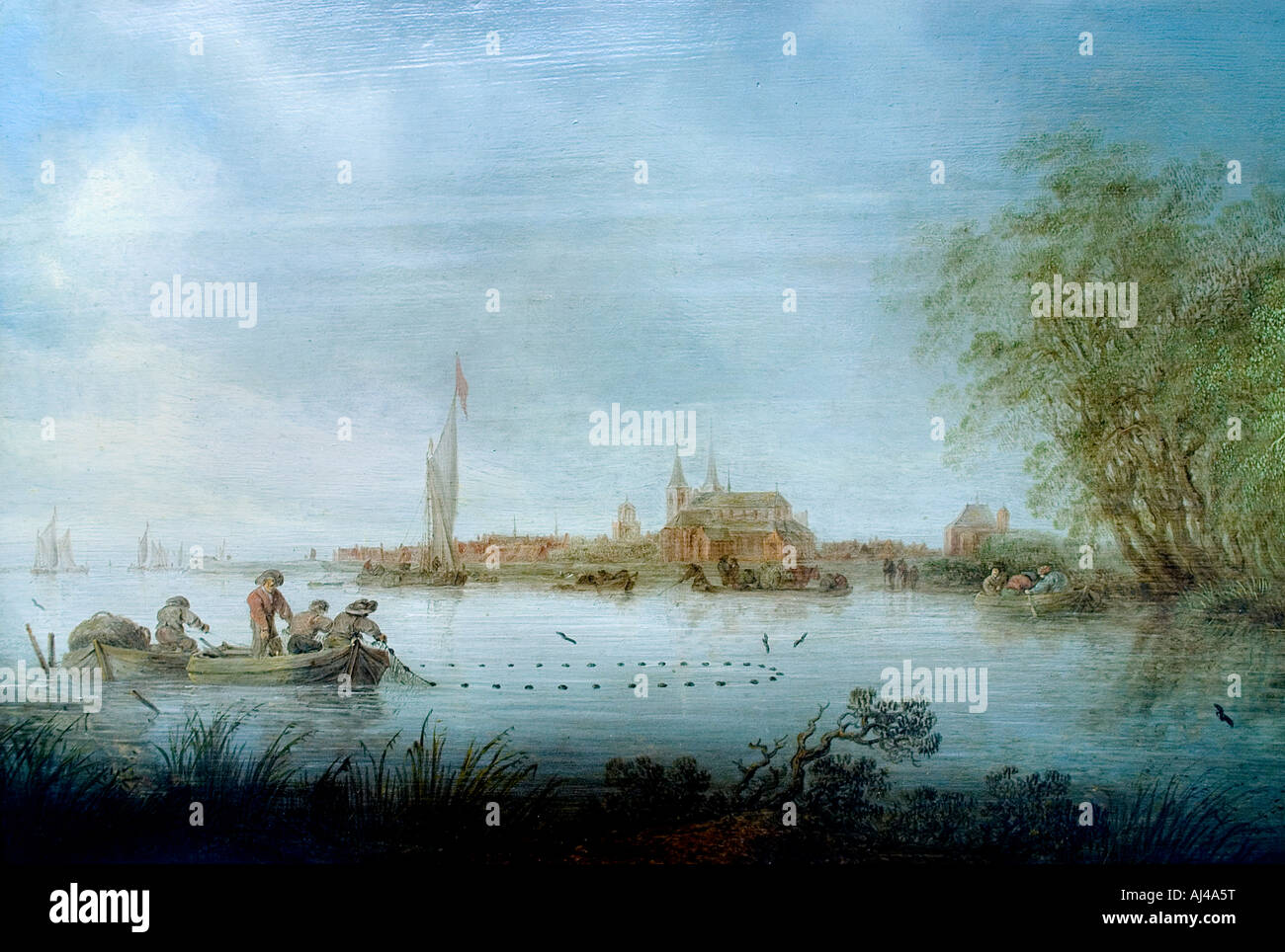 Salomon Jacobsz van Ruysdael 1600 - 1670 River Scene near Deventer 1641 ...