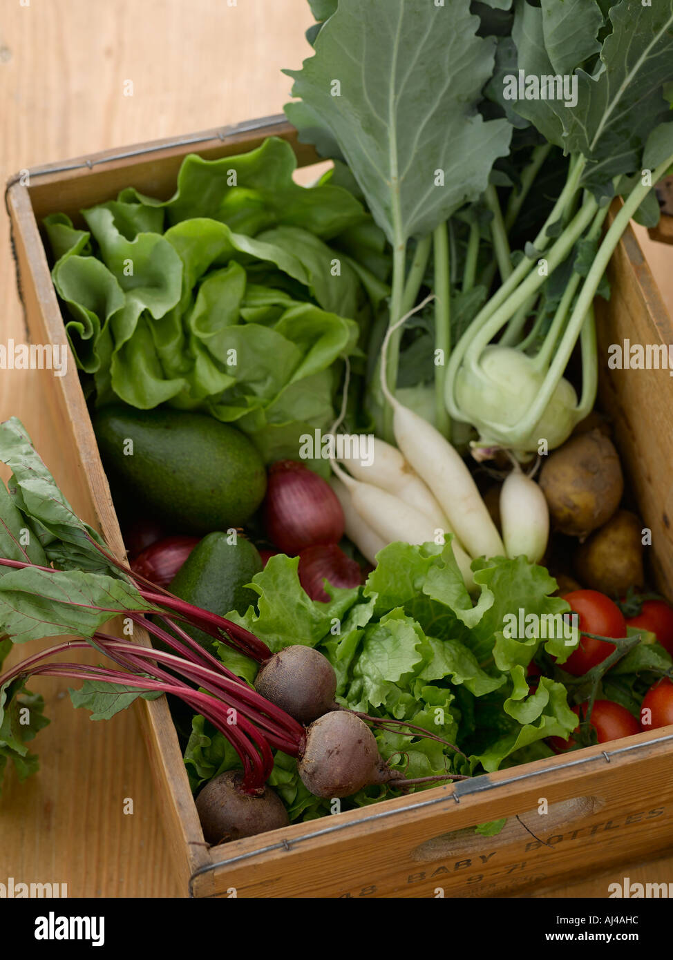 Wooden box of mixed vegetables - high end Hasselblad 61mb digital image Stock Photo