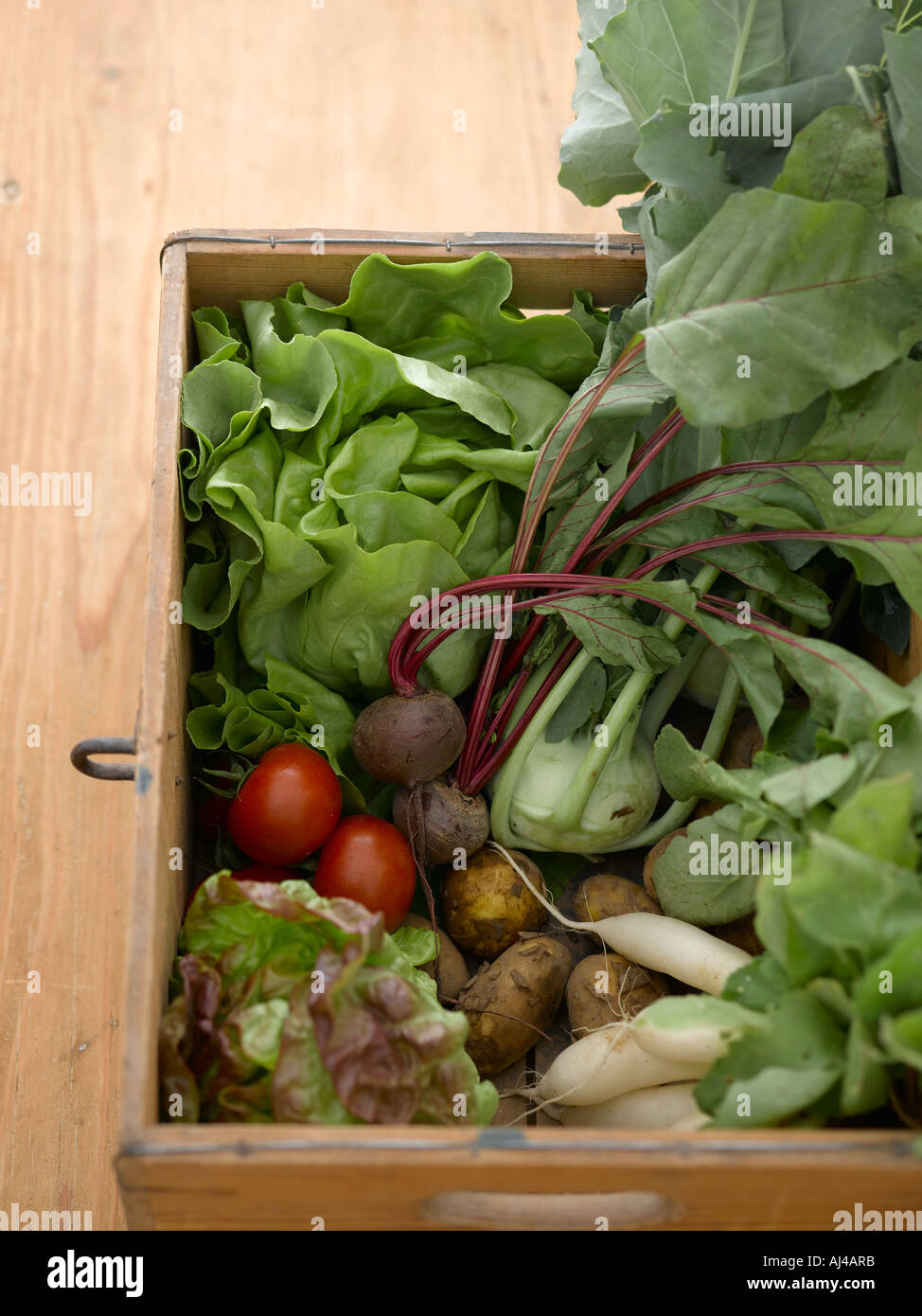 Wooden box of vegetables - high end Hasselblad 61mb digital image Stock Photo