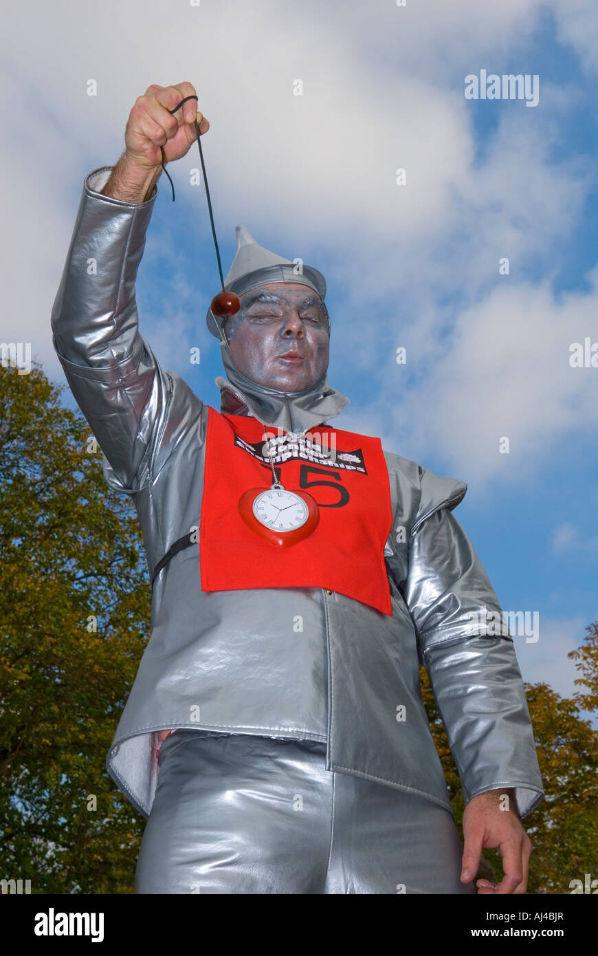 Man dressed as The Tin Man at the World Conker Championships Stock Photo -  Alamy