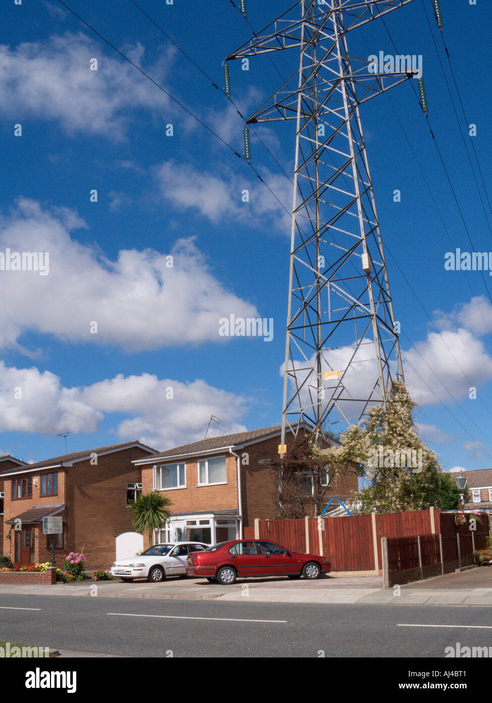 House for Sale next to an Electricity Pylon Wirral Merseyside England Stock Photo Alamy