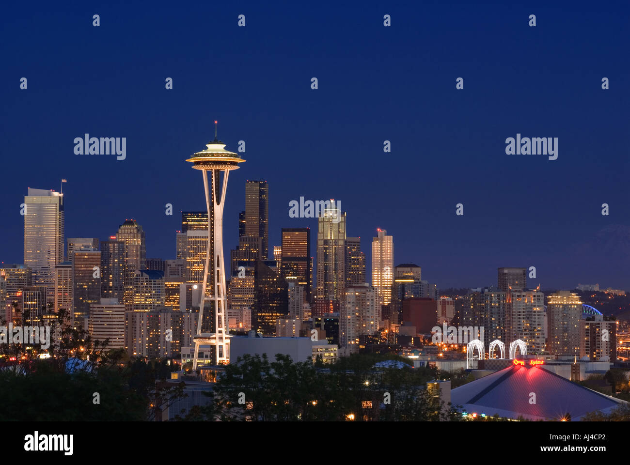 Seattle Skyline At Dusk From Kerry Park On Queen Anne Hill;Seattle ...