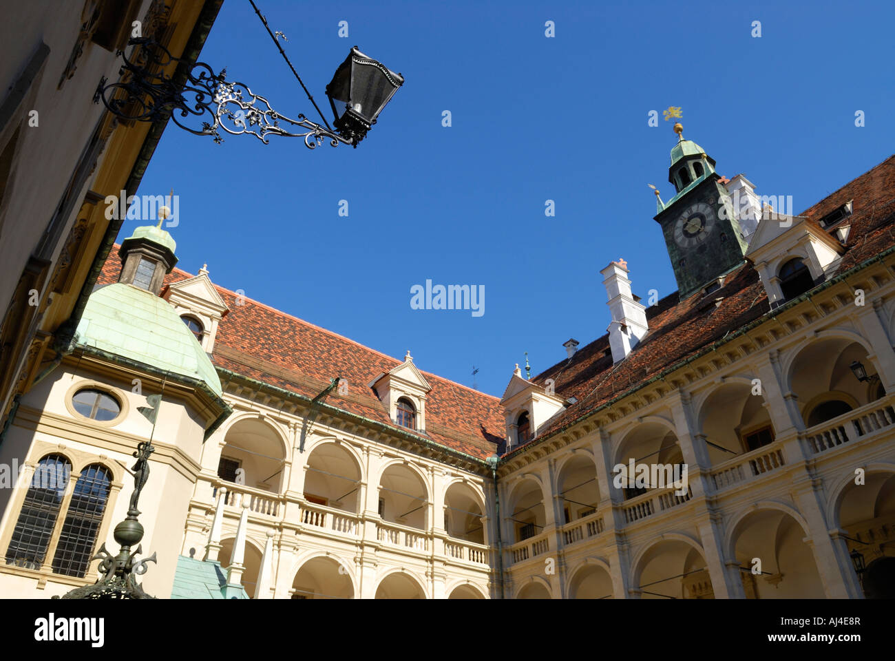 The historic Landhaushof in the old town, Graz AT Stock Photo