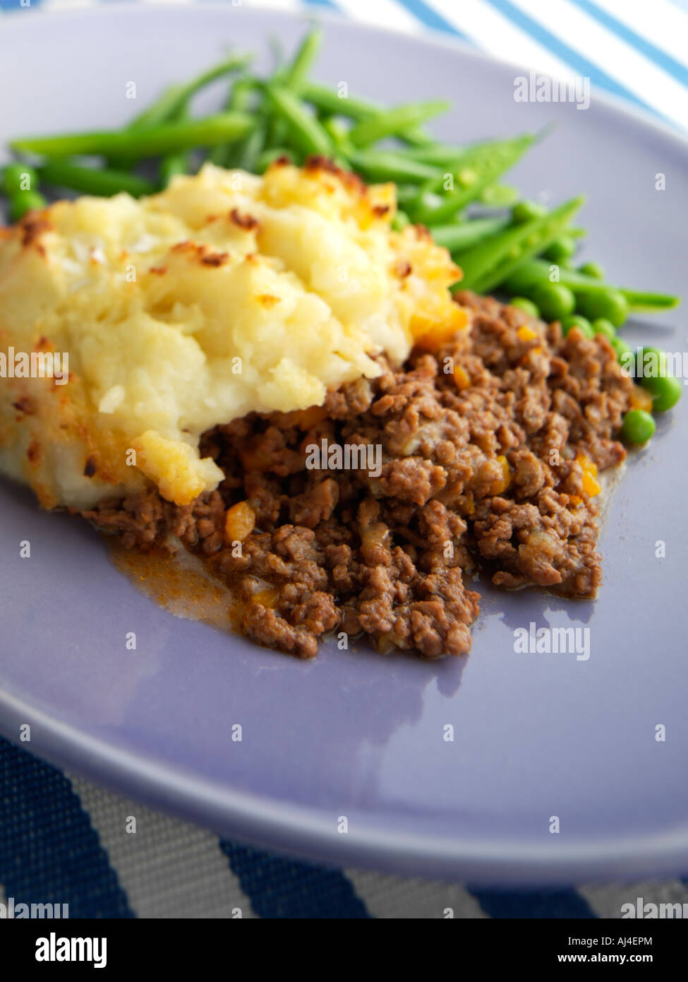 Shepherds pie with green beans stock photo alamy