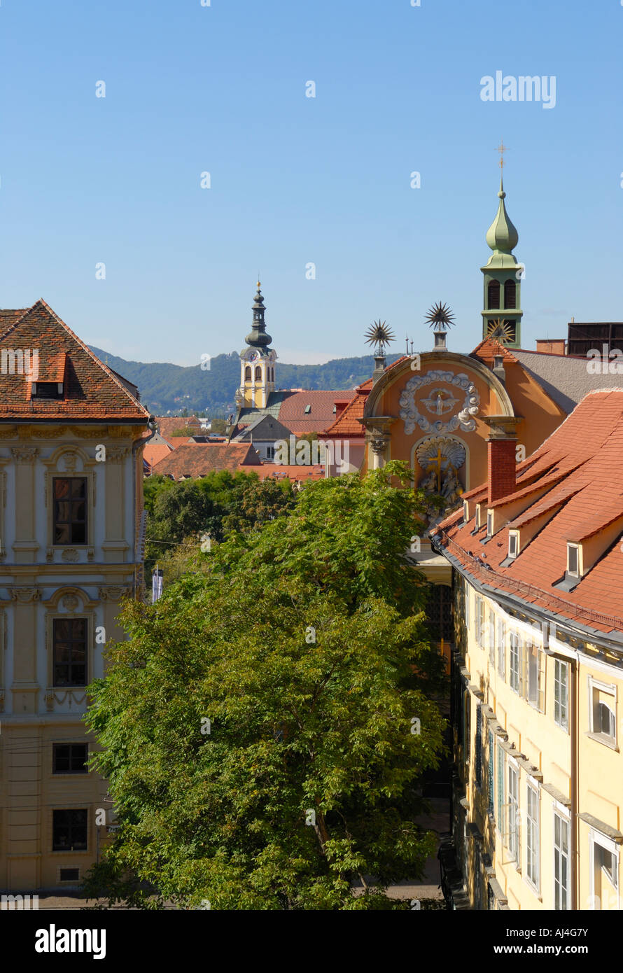 Schlossbergplatz and church St.Andrä Stock Photo - Alamy