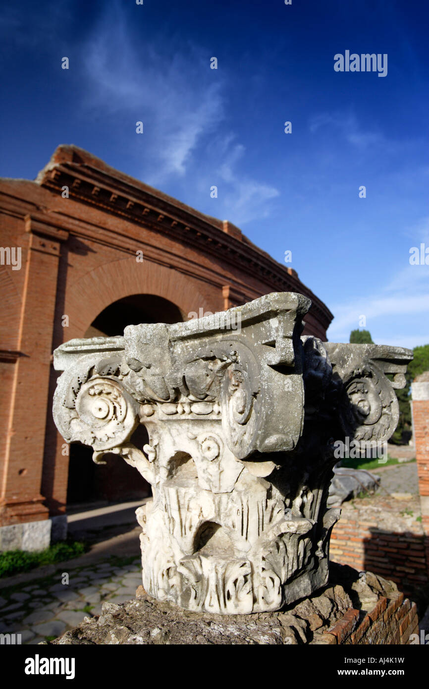 Capital Of Roman Corinthian Column, Ostia Antica, Italy Stock Photo