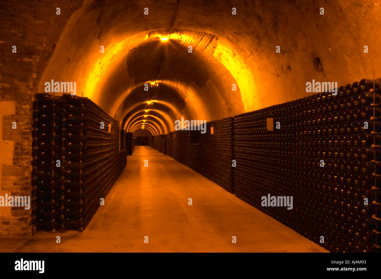 In the underground winecellar that is an old chalk quarry thousands