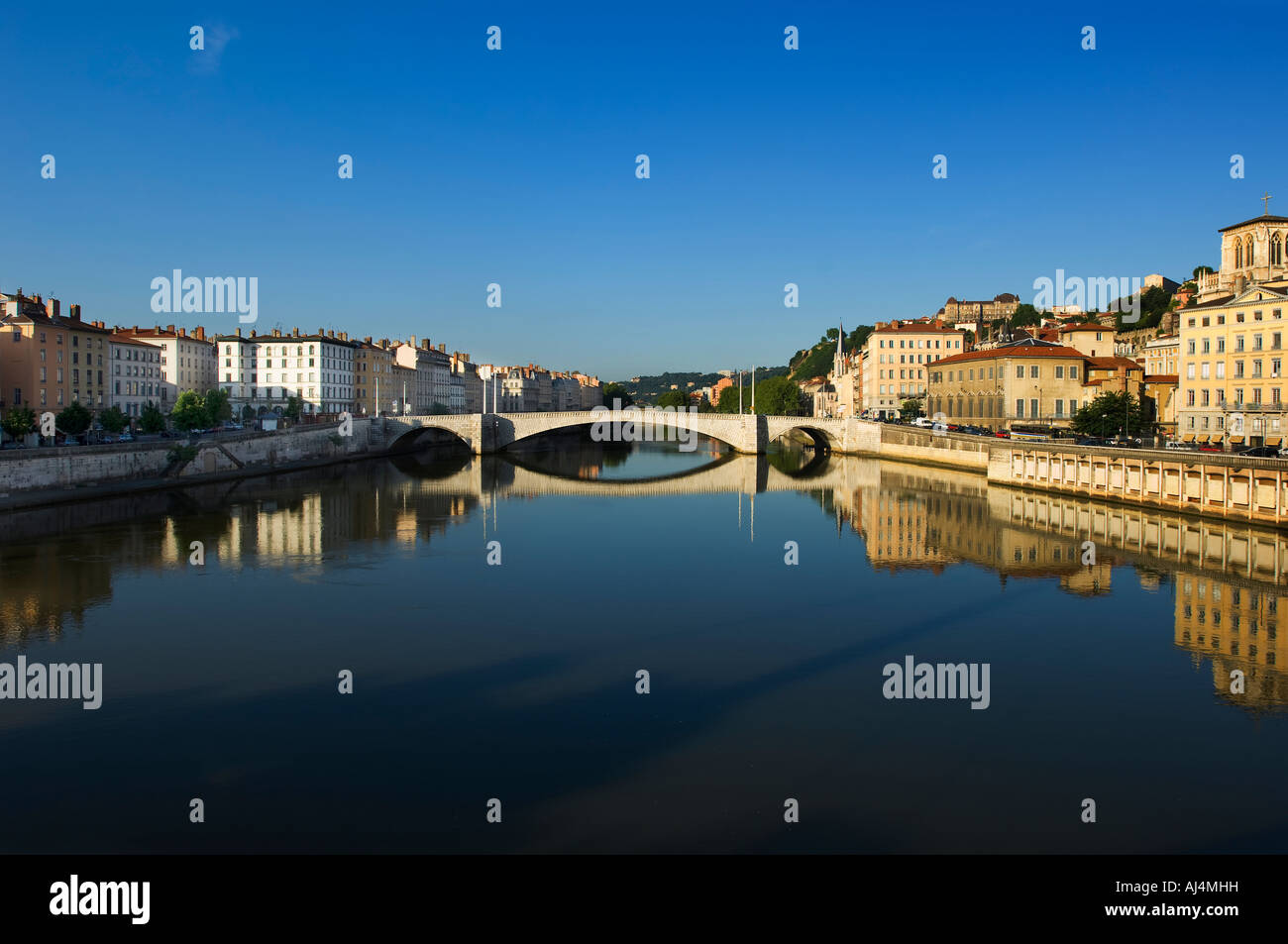 View of Lyon from the water Stock Photo Alamy