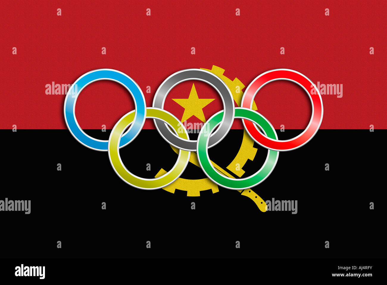 Flag of Angola with olympic symbol Stock Photo Alamy